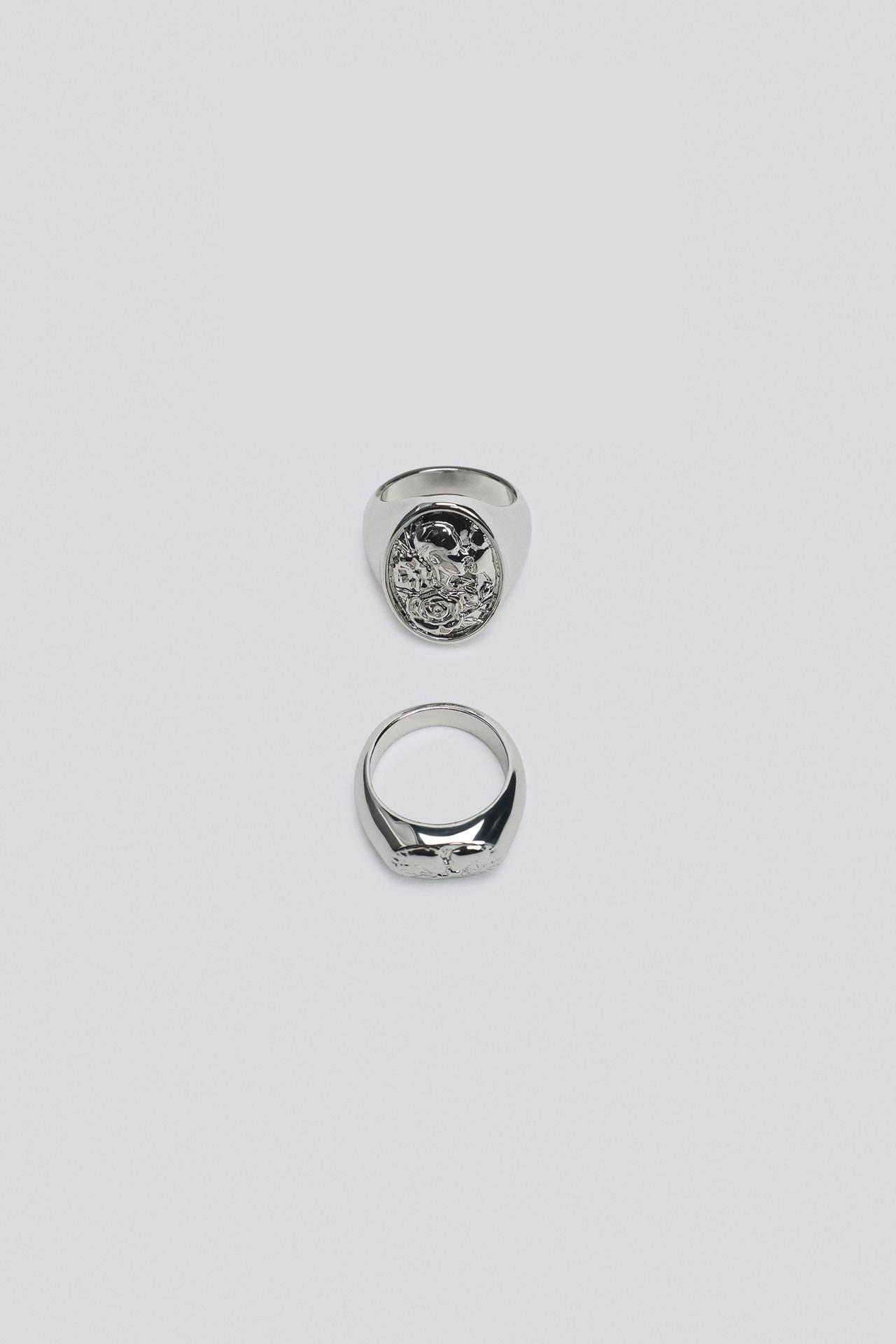 PACK OF 2 METAL SIGNET RINGS