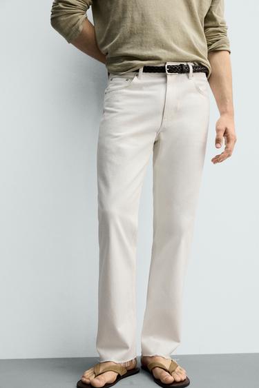 IRREGULAR HEM STRAIGHT-LEG JEANS - White by Zara - Image 4
