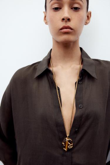 عقد حجر ثعبان - ذهبي الخاص بـ Zara