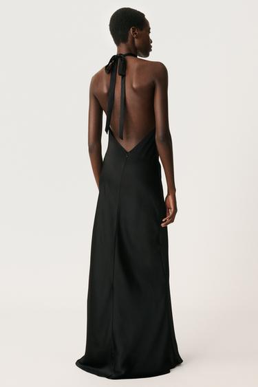 SATIN HALTER DRESS 50TH ANNIVERSARY - Black by Zara - Image 1