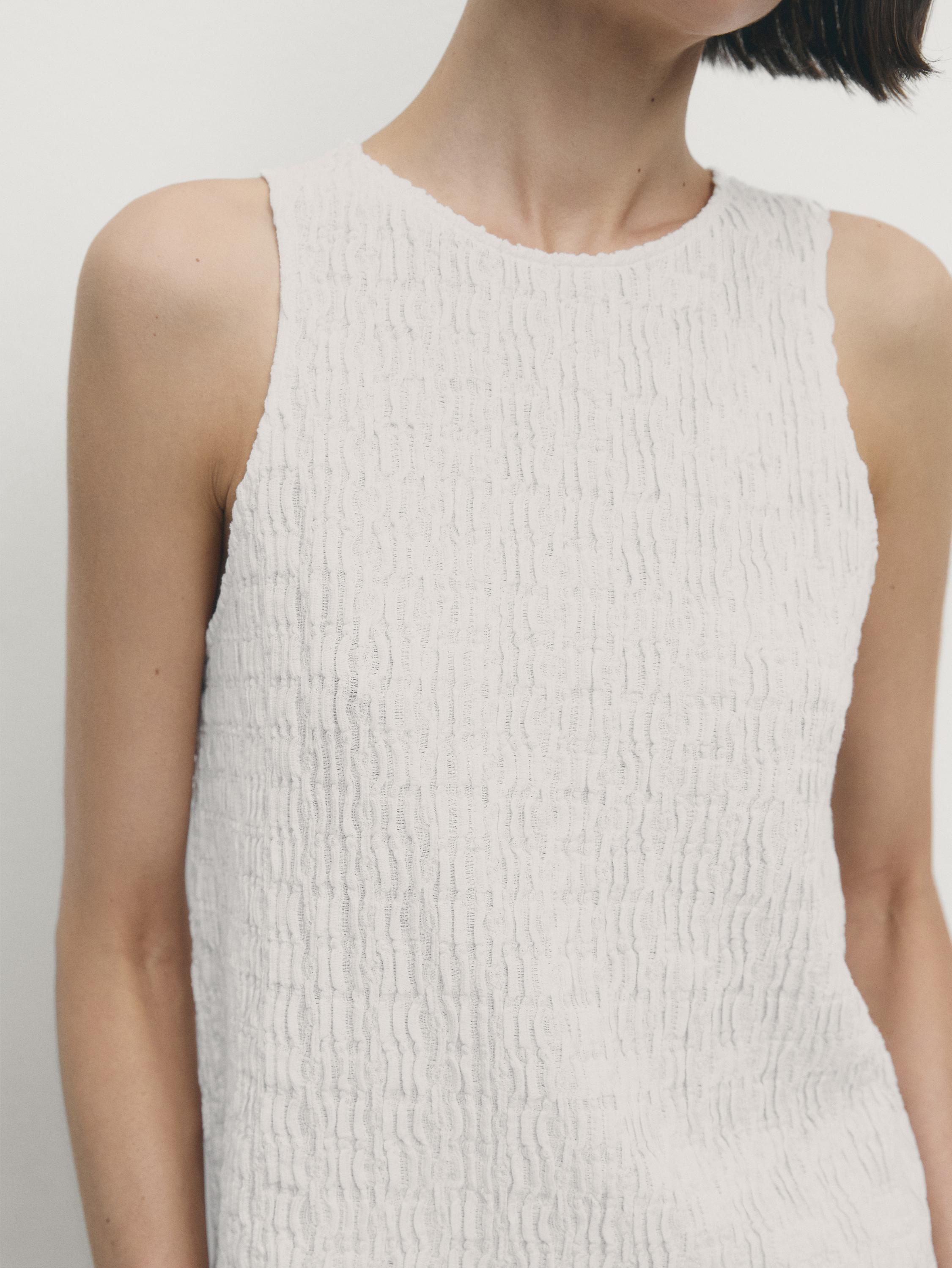 Sleeveless top with opening detail - Oyster-white | ZARA United States