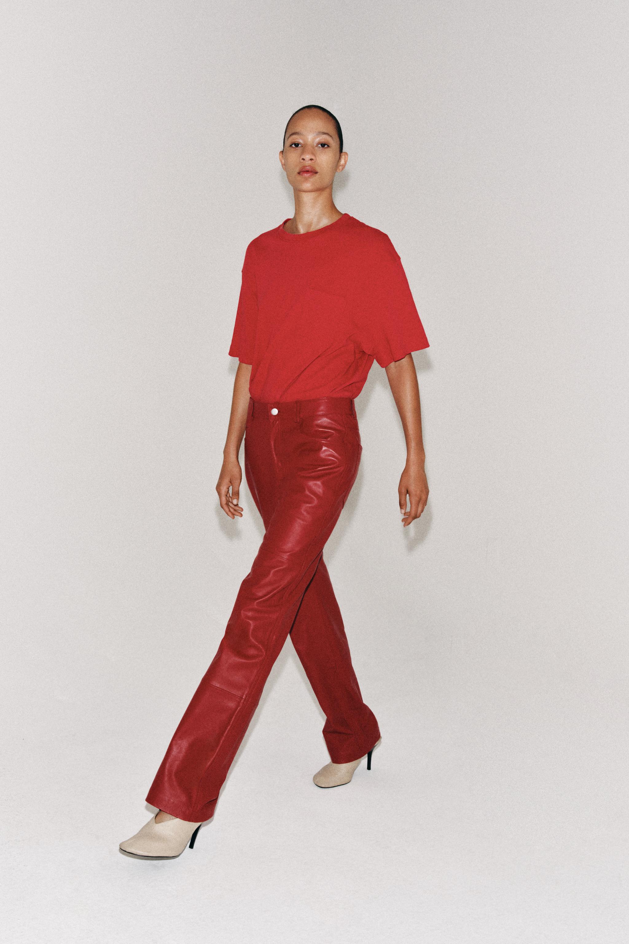 ZW COLLECTION LIMITED EDITION 100% LEATHER PANTS — Red