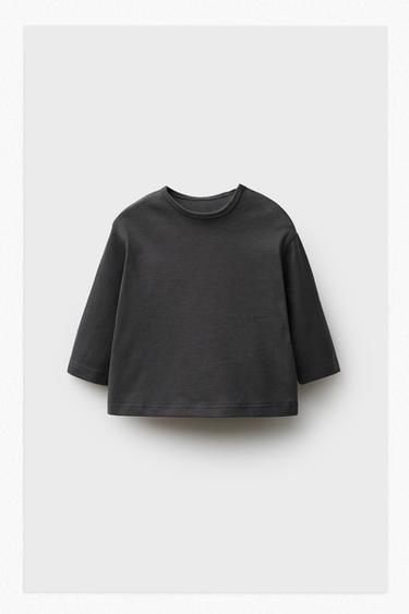 PLAIN LONG SLEEVE T-SHIRT - Grey by Zara
