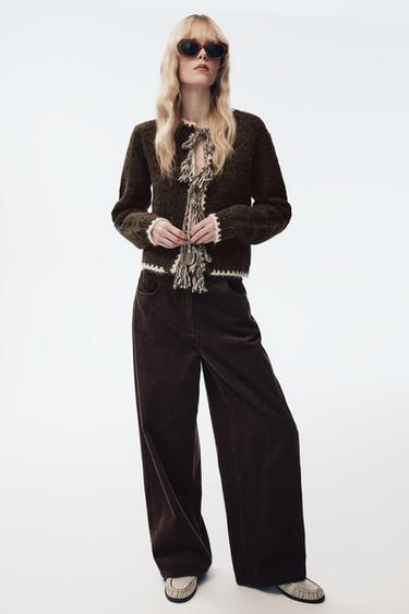 CHAQUETA PUNTO LAZOS - Marrón de Zara - Imagen 0