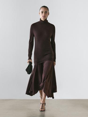 Robe laine maille bi-matière - Chocolat de Zara - Image 0