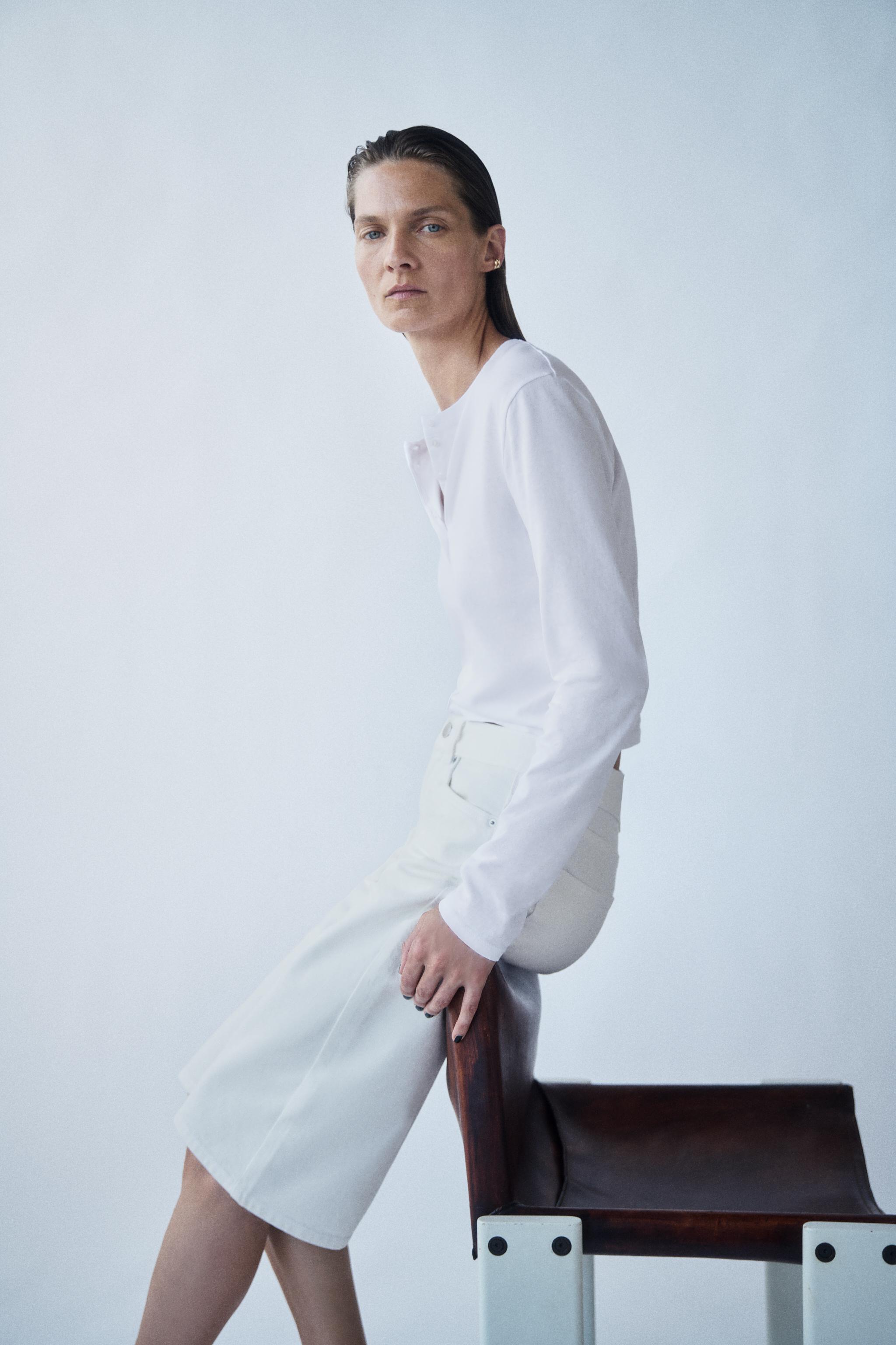 Zara DÜĞMELİ %100 PAMUKLU T-SHIRT görsel 3
