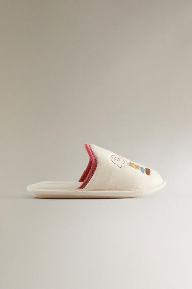 CHILDREN'S PEANUTS™ MULE SLIPPERS - Ecru White by Zara