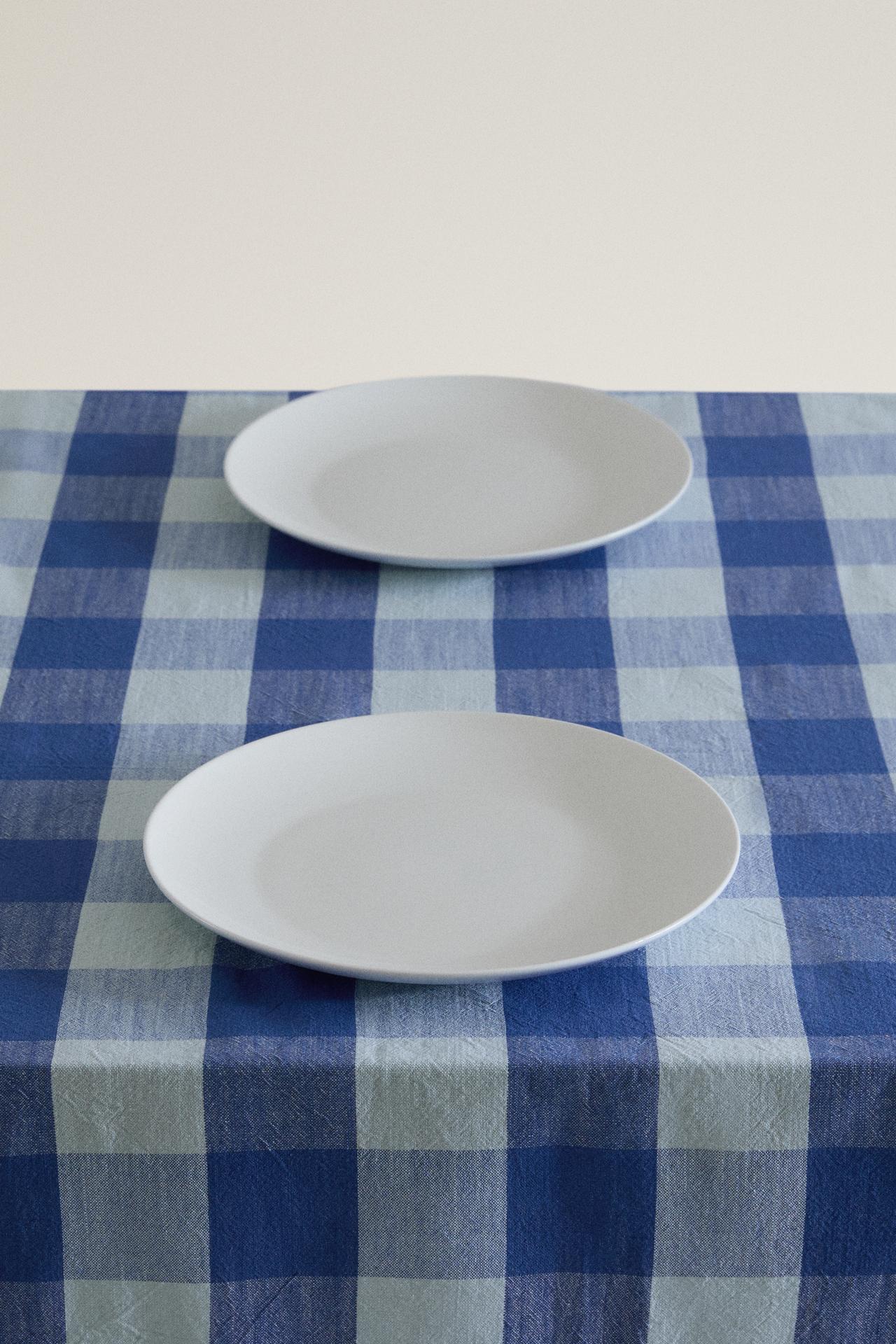 CHECK COTTON TABLECLOTH — Blue
