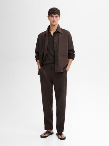 Pantalon ensemble lin - Marron de Zara - Image 0