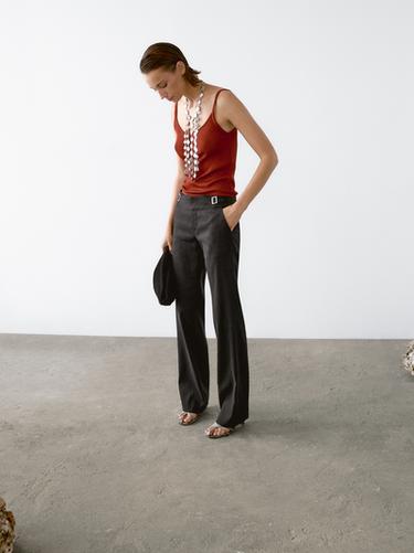 Top corto canalé - Naranja quemado de Zara