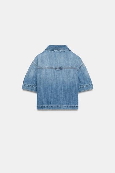 CHEMISE Z1975 EN DENIM À MANCHES COURTES - Bleu moyen de Zara - Image 6