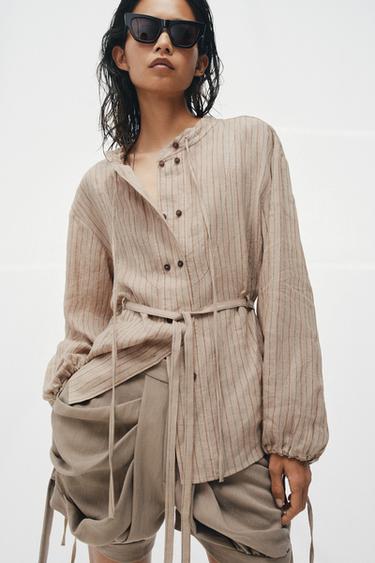 CHEMISE 100% LIN À RAYURES ZW COLLECTION - Rayures de Zara