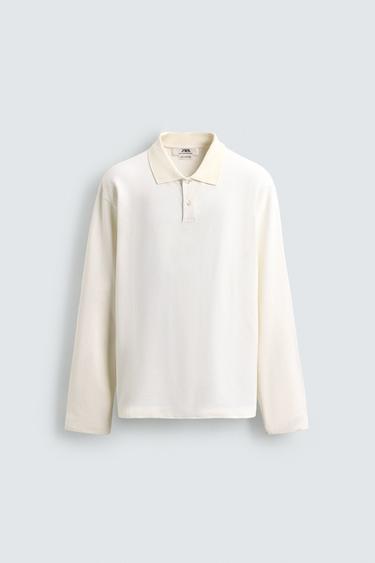 REGULAR FIT PIQUÉ TEXTURED POLO SHIRT - Oyster-white by Zara