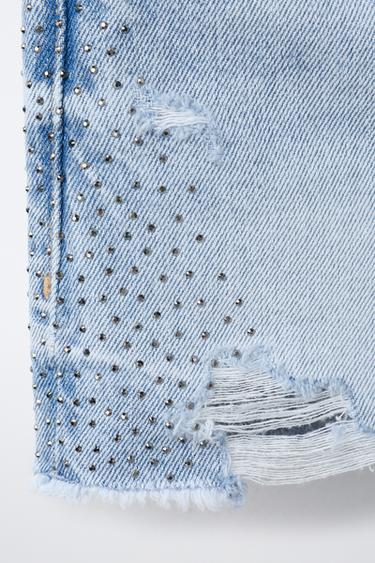 RHINESTONE RIPPED BERMUDA SHORTS - Blue by Zara - Image 3