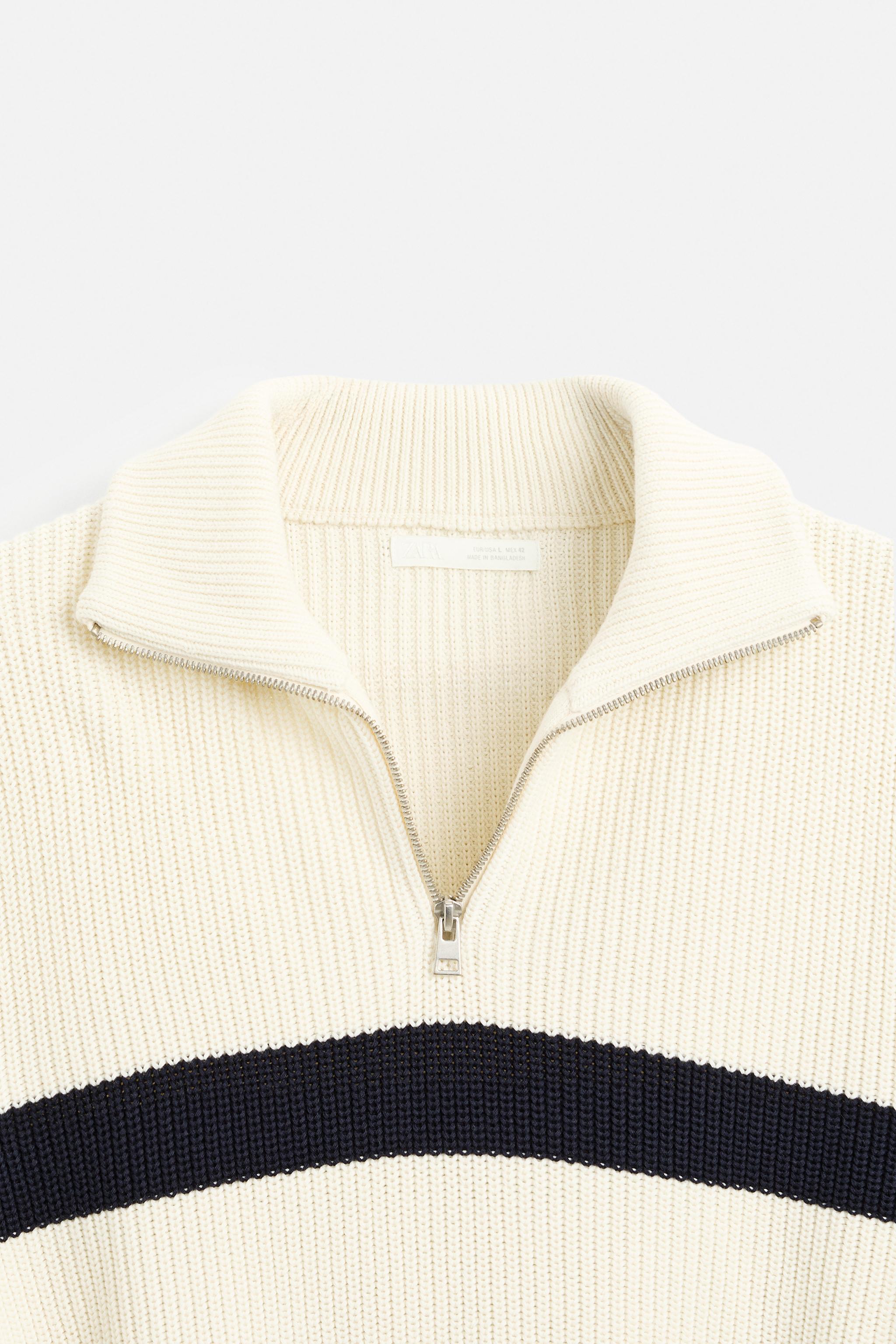 BASIC QUARTER-ZIP SWEATER - Striped | ZARA United States