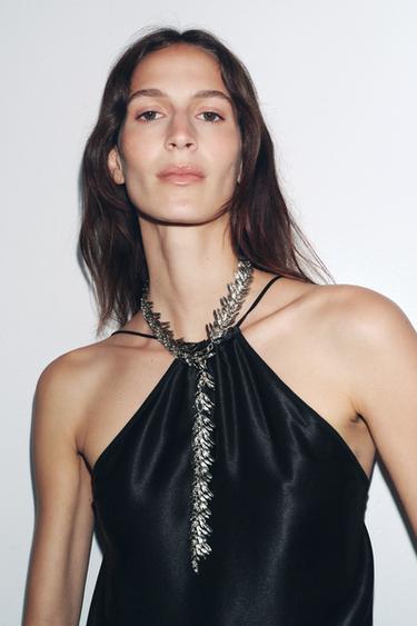Zara LEAF METAL NECKLACE - Silver