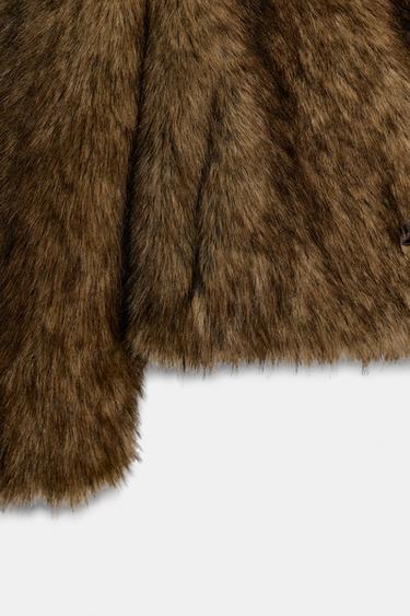 MANTEAU COURT EFFET FOURRURE - Marron de Zara - Image 8