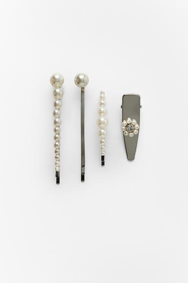 PACK 4 PINZAS METÁLICAS PERLAS JOYA -  de Zara