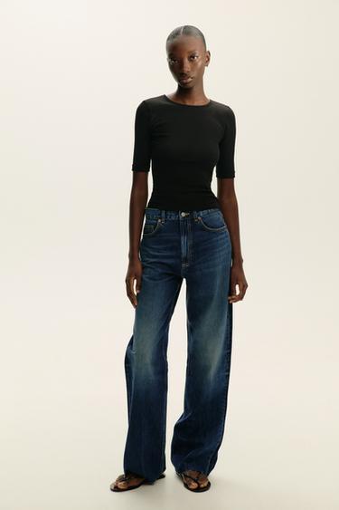 ΜΠΛΟΥΖΑ ΒΑΜΒΑΚΕΡΗ ΜΕ ΞΕΒΑΜΜΑ - Μαύρο του Zara