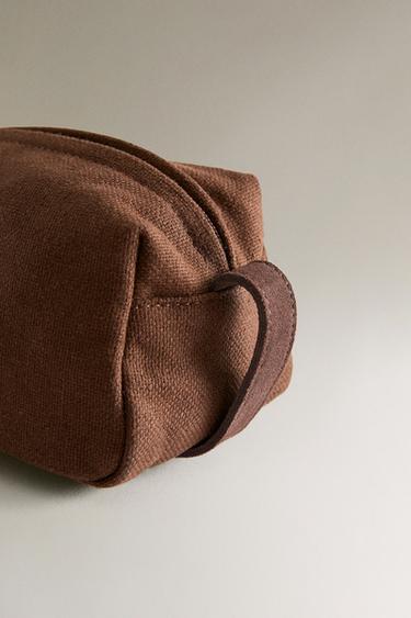 CANVAS WASH BAG - Brown by Zara - Image 3