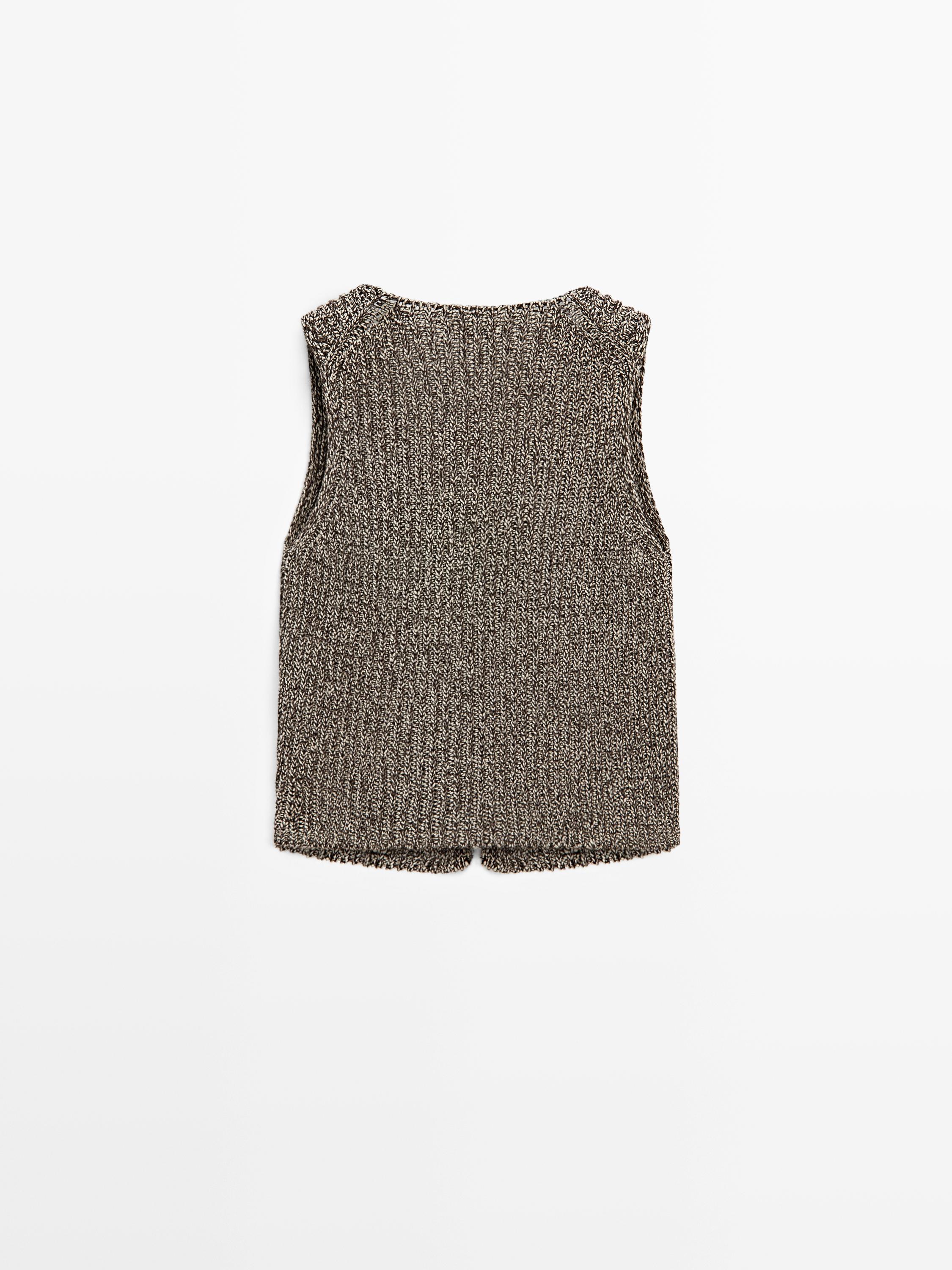 Cotton blend V-neck knit vest