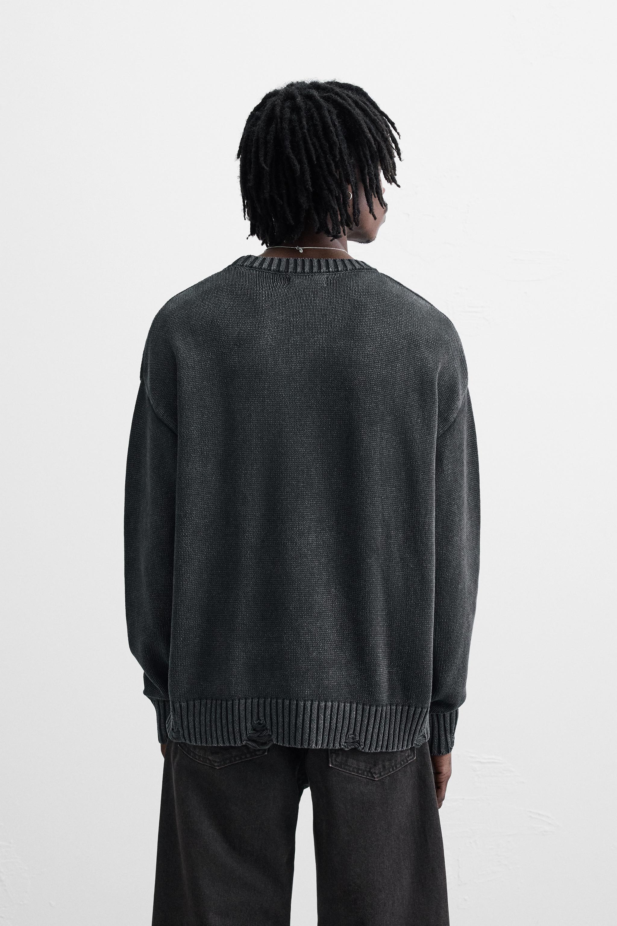 TEXT JACQUARD SWEATER - Anthracite Grey | ZARA UAE - Dubai