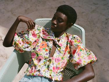 FLORAL PRINT SHIRT WITH BOWS - Multicoloured by Zara