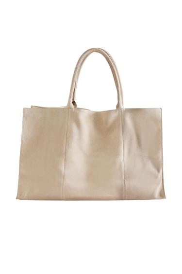 LARGE SPLIT SUEDE TOTE BAG - بيج الخاص بـ Zara