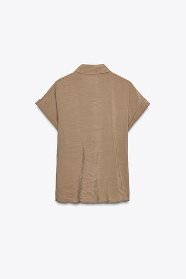 SHORT SLEEVE KNOT SHIRT - Brown / Taupe by Zara - Image 7