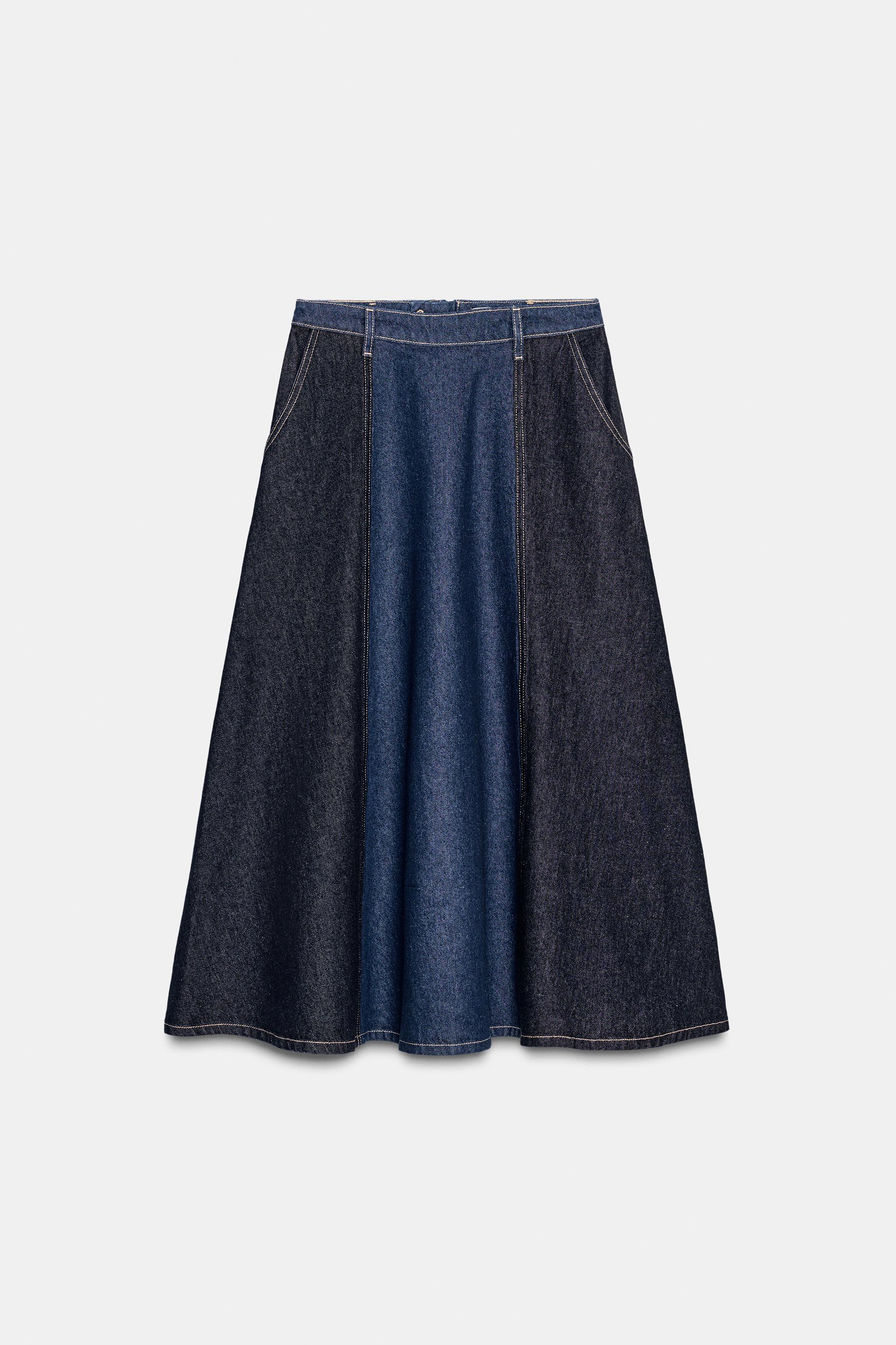 ダークブルー スカート ミディ丈 ZW COLLECTION デニムミディ丈スカート - ブルー | ZARA Japan