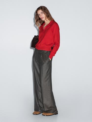 Zara 100% wool knit cardigan - Red