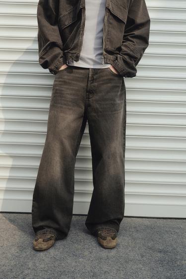 Zara 寬鬆版型牛仔褲 - 棕色