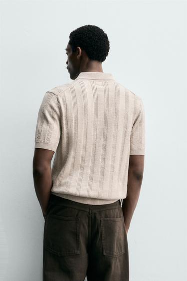 POLO EN MAILLE REGULAR FIT STRUCTURÉ - Écru / Beige de Zara - Image 2