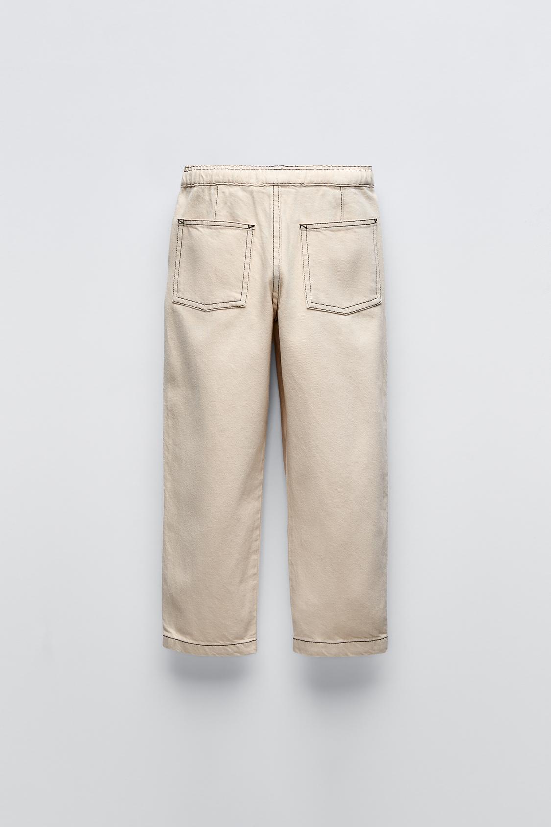 BARREL LEG TROUSERS WITH TOPSTITCHING