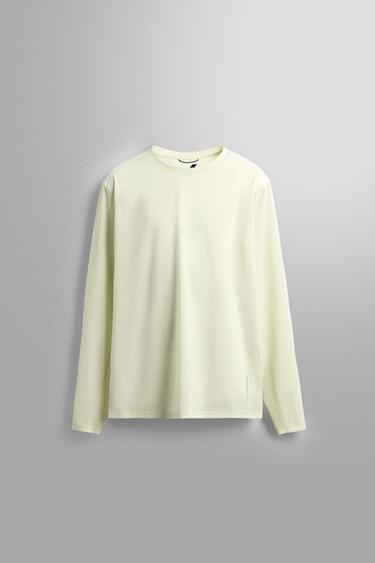 PERFORATED LONG SLEEVE T-SHIRT - Lime by Zara