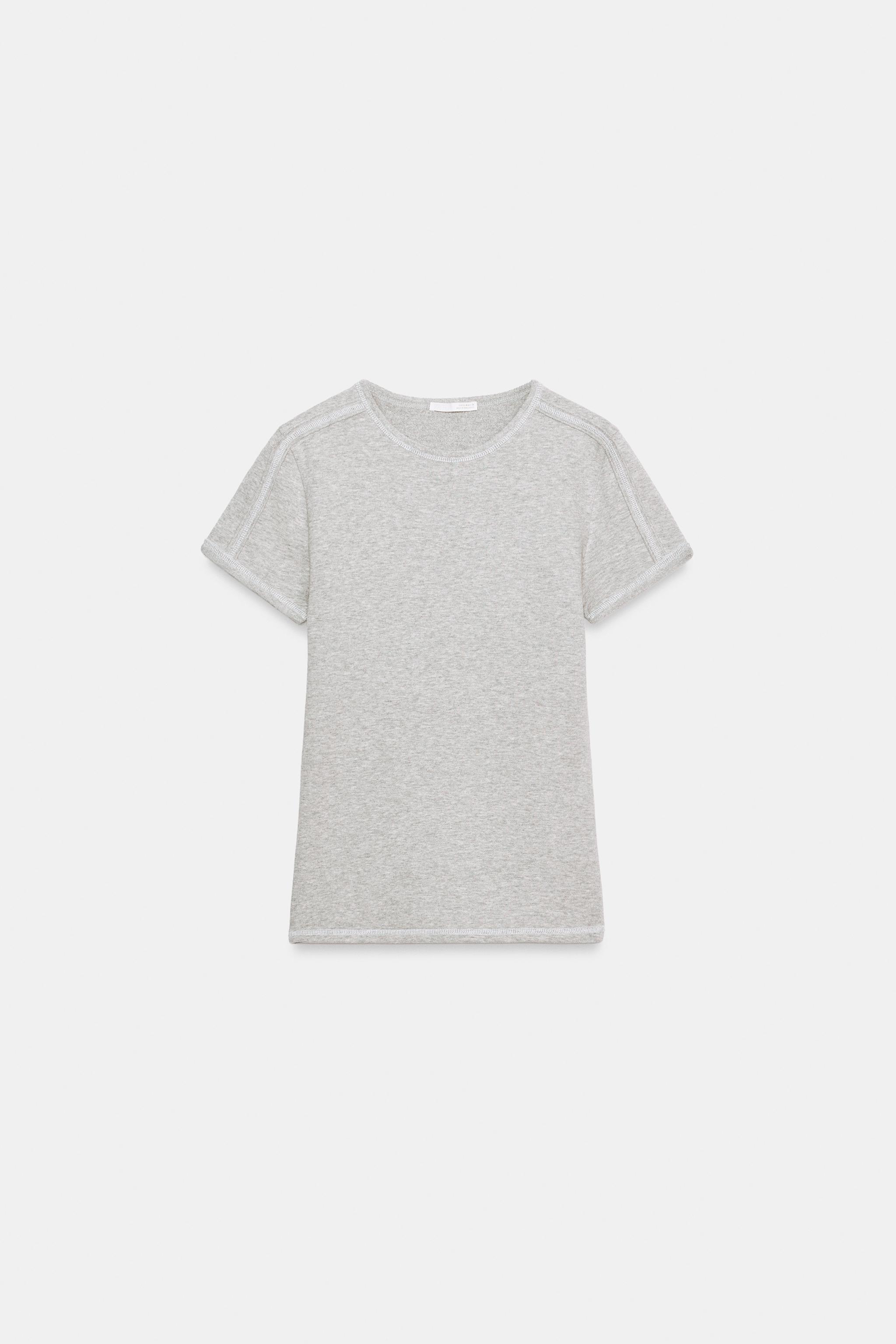 Женские футболки Zara CONTRAST T-SHIRT — фото 7