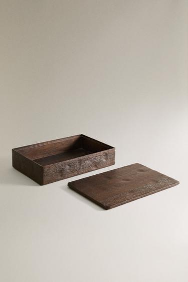 LARGE WOODEN BOX WITH LID - Dark brown by Zara - Image 1
