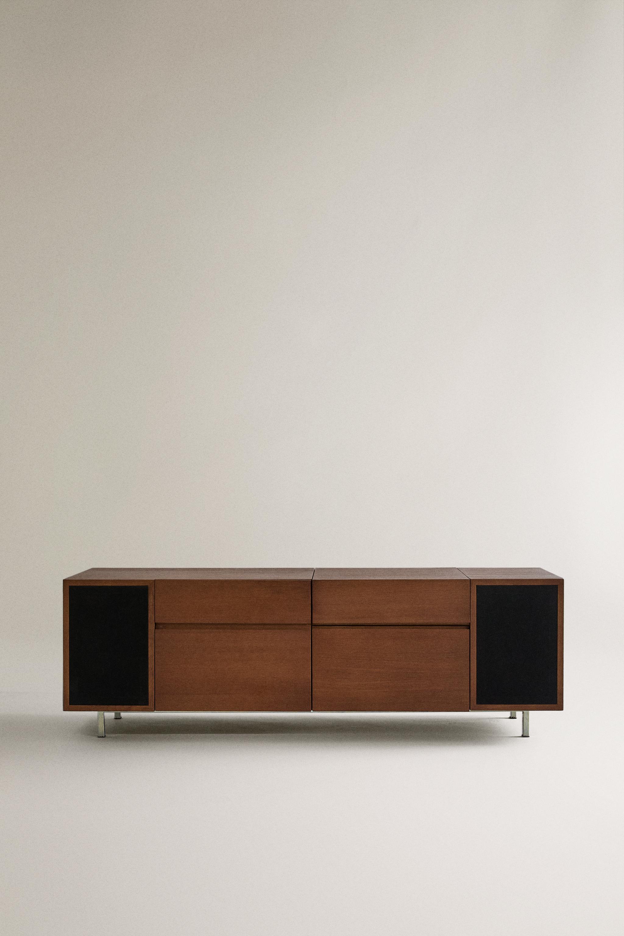 Oak Storage Cabinet with Mesh Design - Stylish & Functional