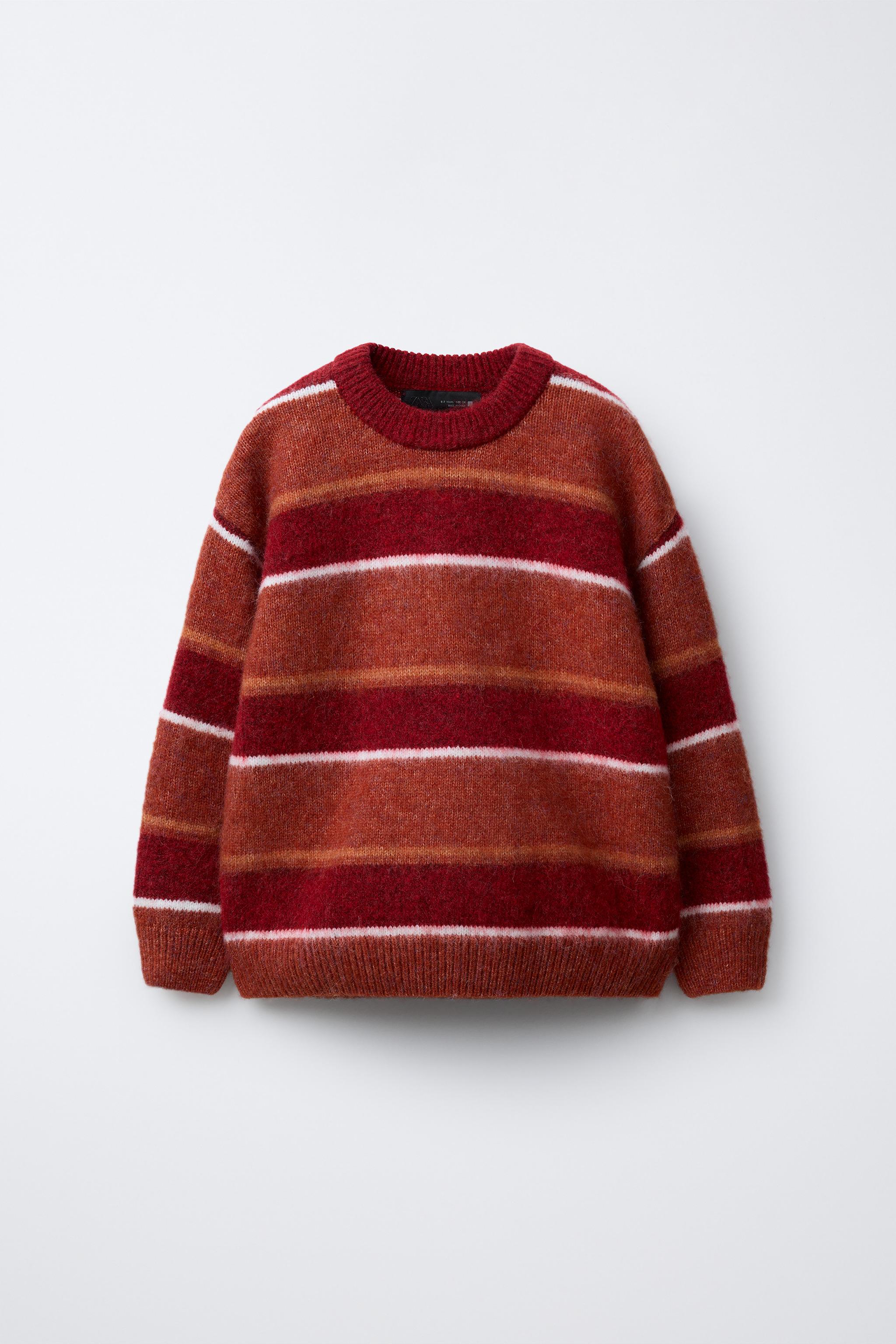 ストライプ柄ニットセーター - レッド | ZARA Japan / 日本