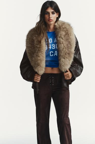 PANTALON FLARE AVEC NŒUD - Marron de Zara - Image 2