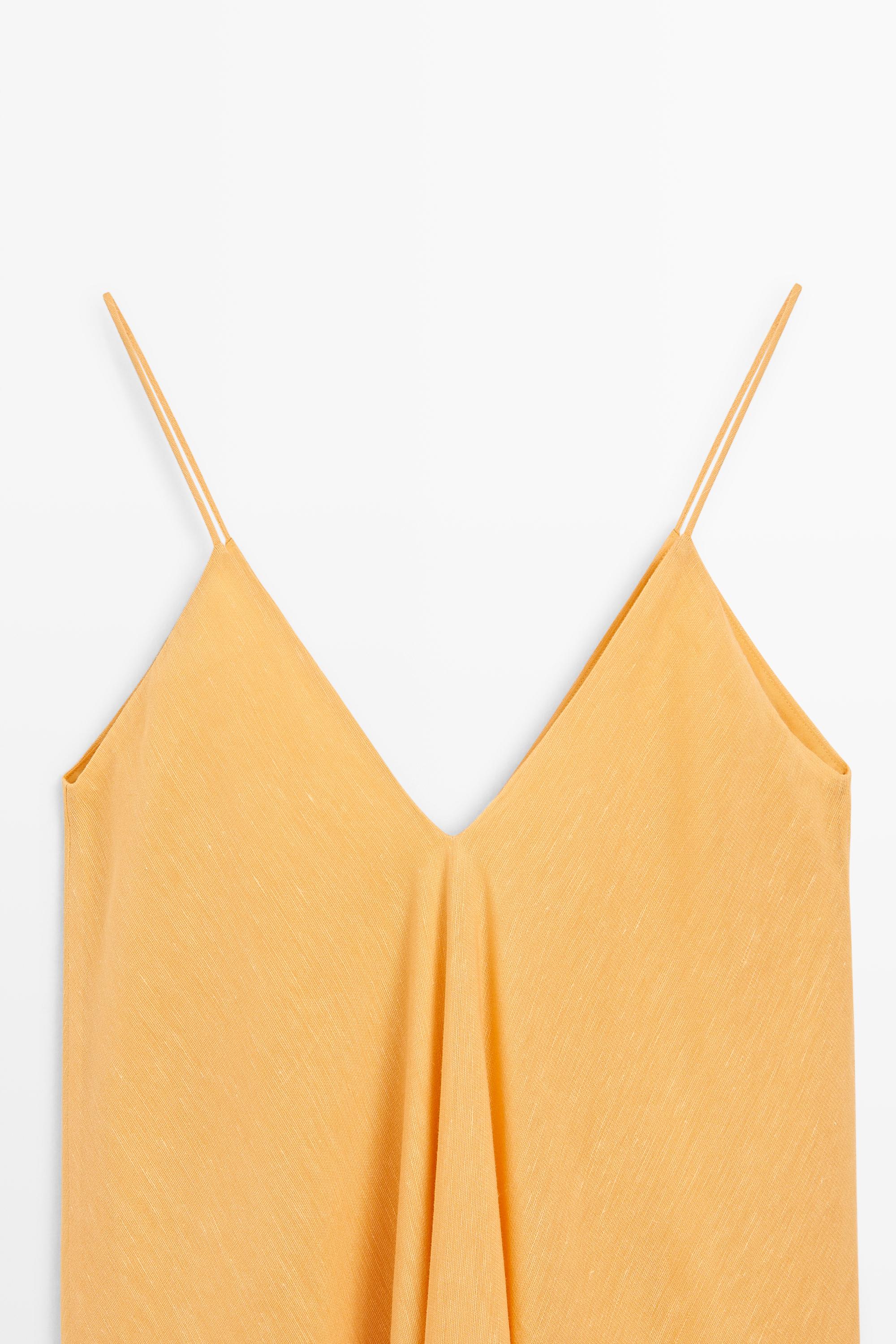 Linen blend flowing V-neck dress