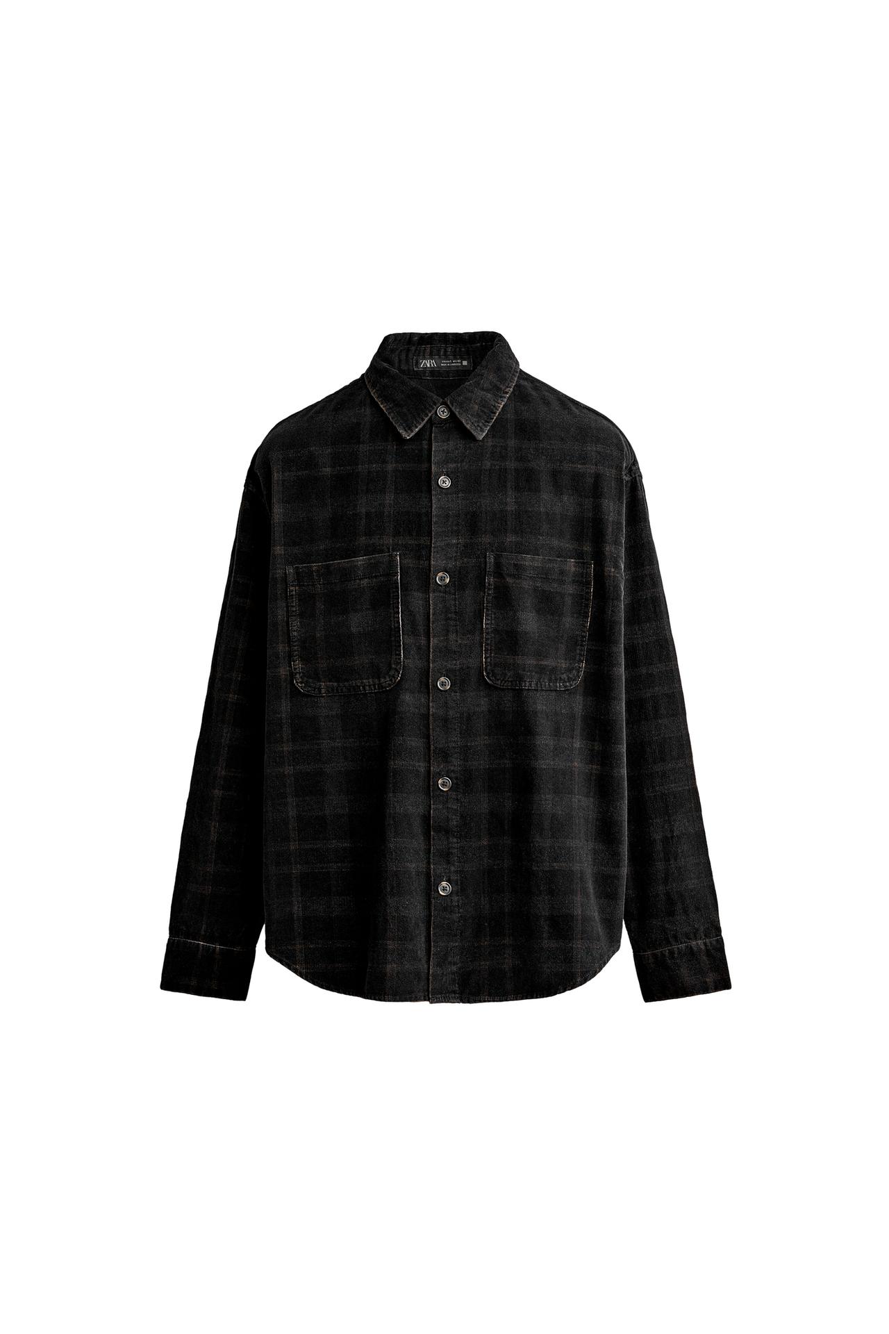 WASHED CHECK CORDUROY SHIRT