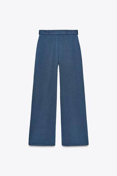 TWILL TROUSERS WITH SEAM AND BELT - Indigo by Zara - Image 3