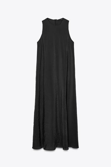 FLOWING VOLUMINOUS MIDI DRESS - Black by Zara