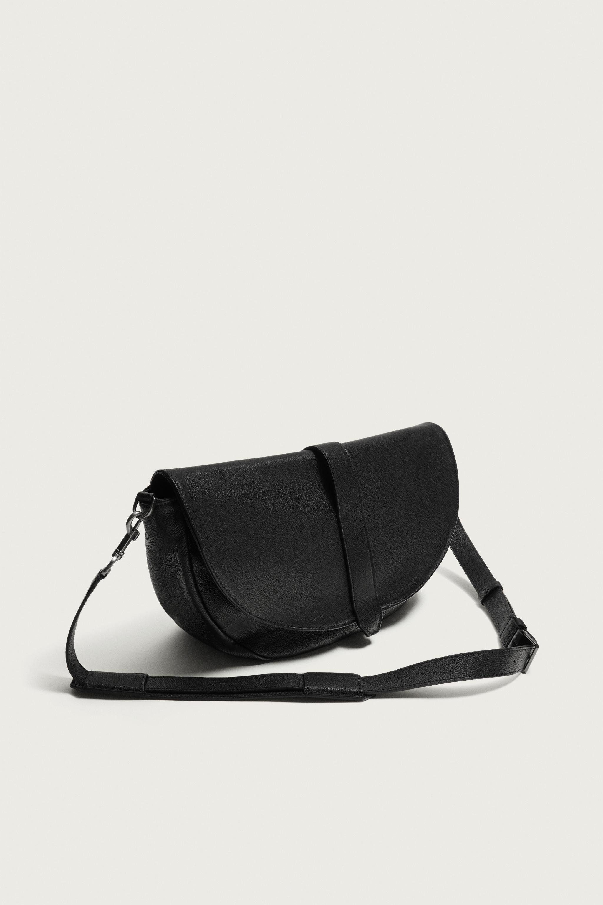 LEATHER CROSSBODY BAG — Black