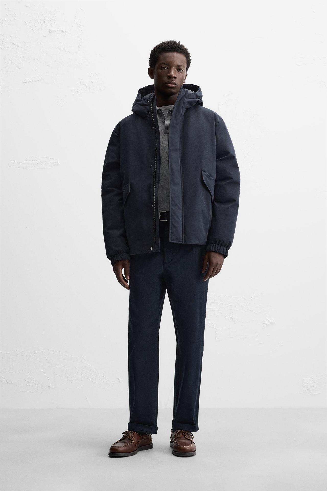 HOODED PUFFER JACKET - Navy blue by Zara