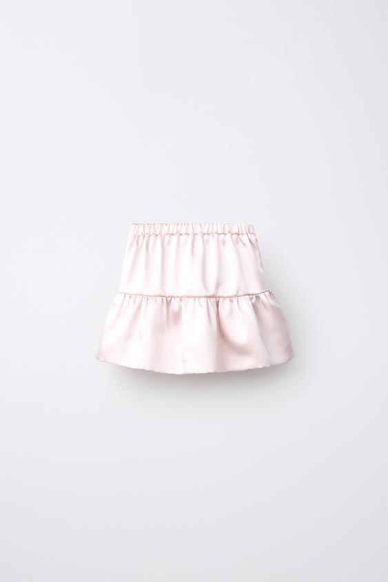 JUPE SATINÉE DÉCOR NOEUD - Rose pastel de Zara - Image 1