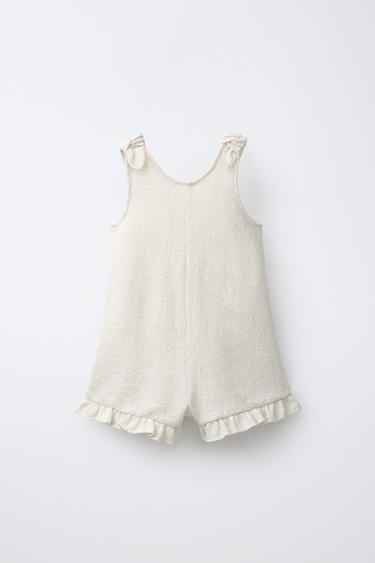 KNITTED PLAYSUIT WITH BOWS - Ecru by Zara - Image 0