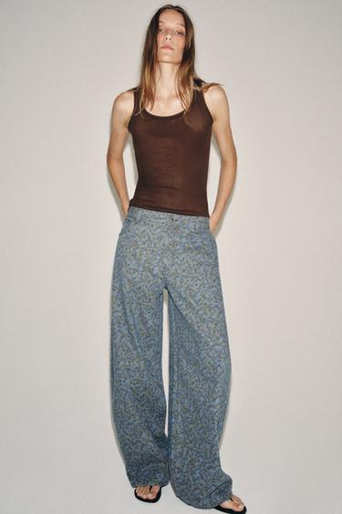 JEAN ZW COLLECTION BARREL TAILLE HAUTE FLEURS - Bleu de Zara - Image 3