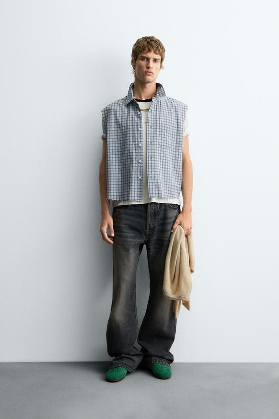 PLAID CROPPED FIT SHIRT